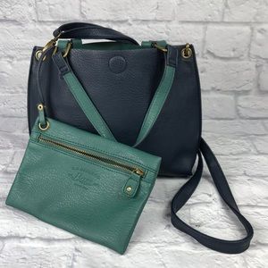 G.H. BASS & CO Blue Leather Crossbody Purse